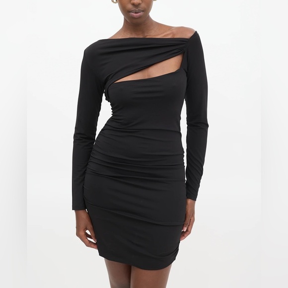 Balmain Dresses & Skirts - Balmain Black Asymmetrical Cutout Ruched Mini Dress